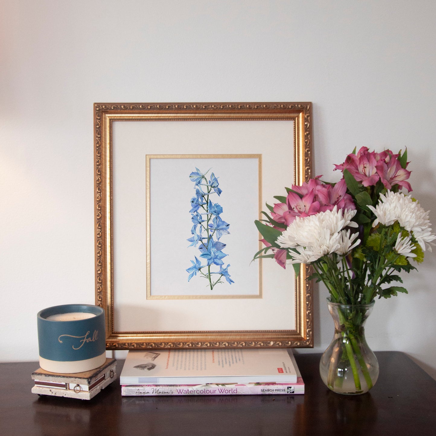 Delphinium, Print and Greeting Card,, floral collection